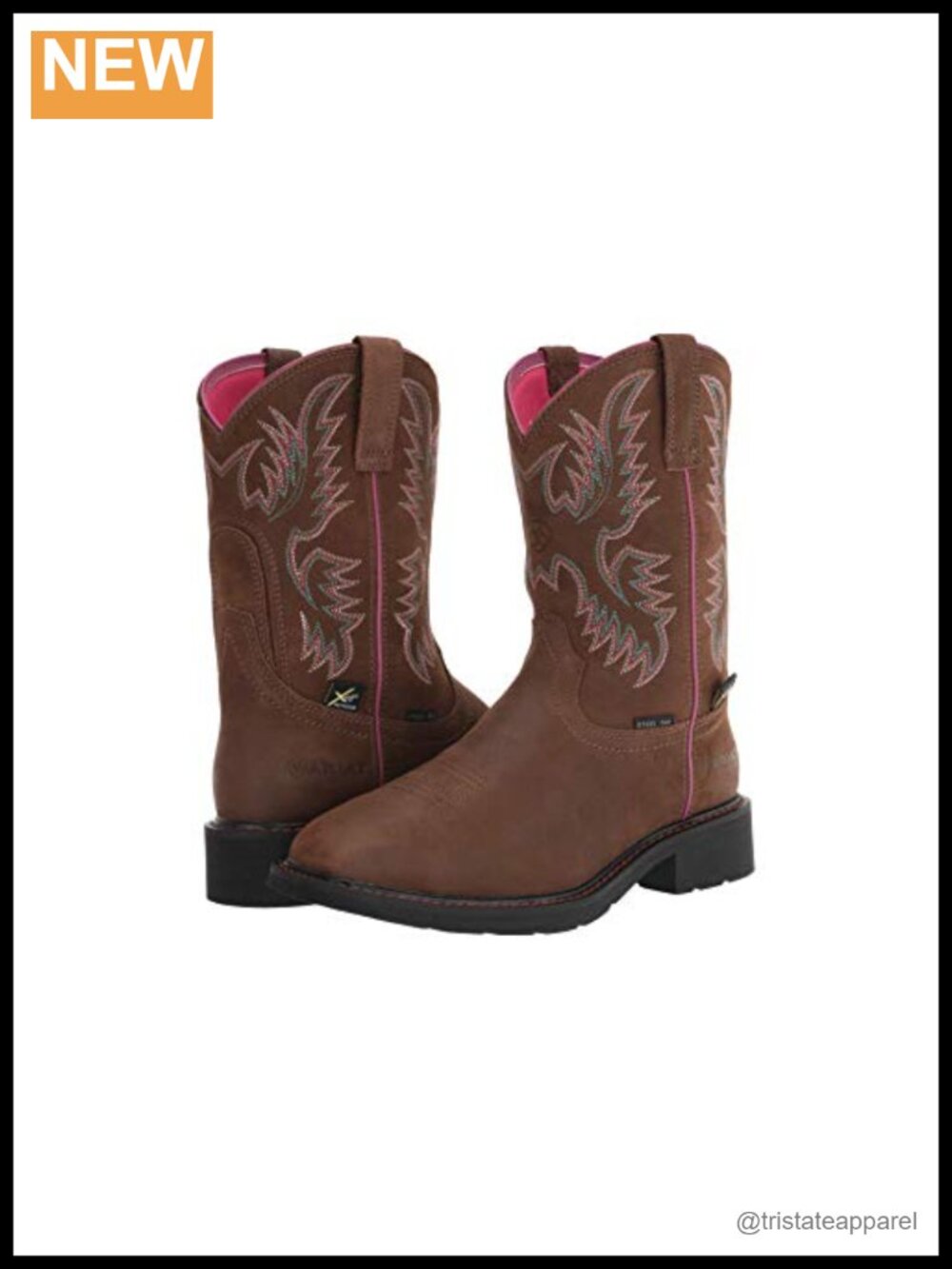 Ariat Krista Pull-On Work Boot Square Toe Water Resistant Leather